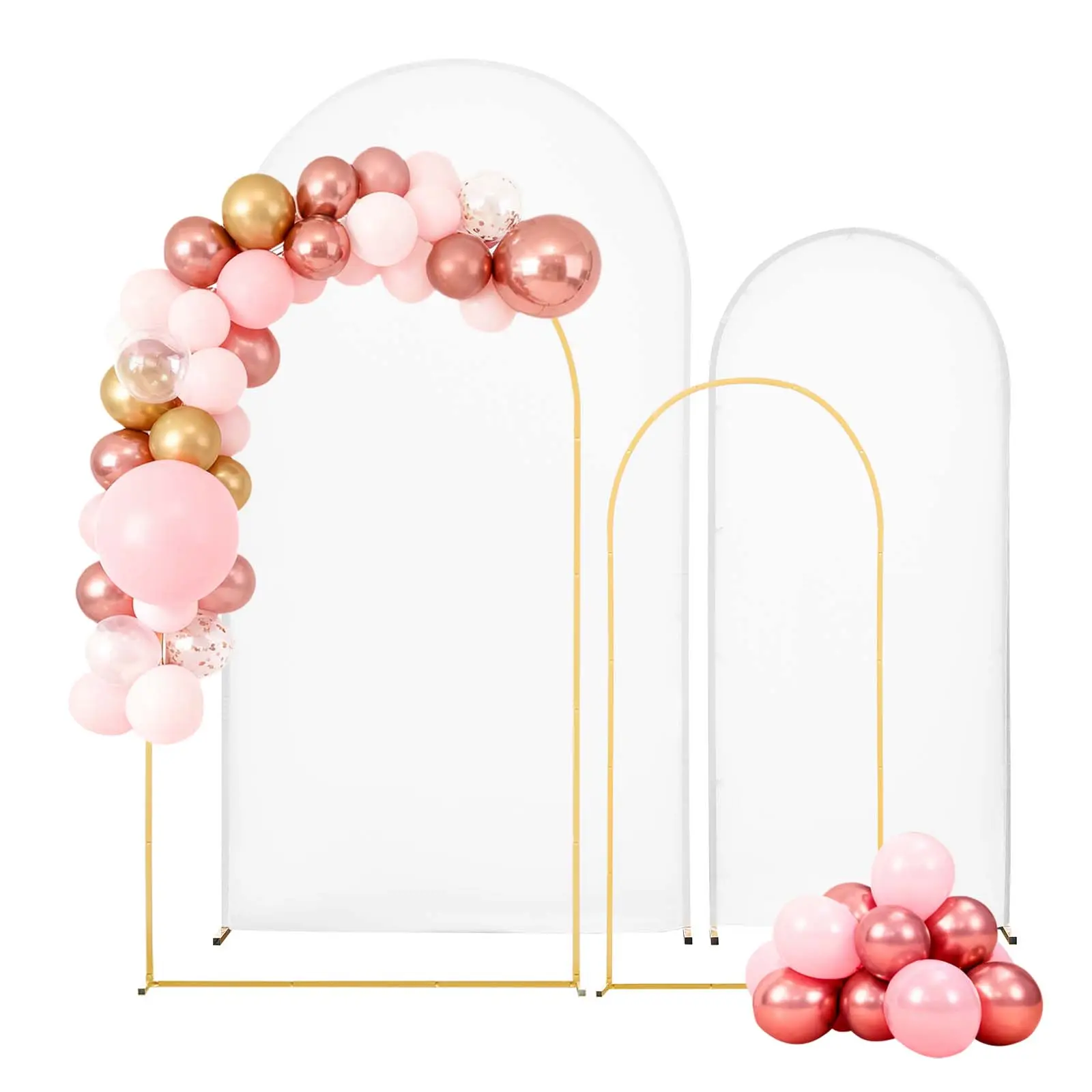 VEVOR 2-Piece Gold Metal Arch Backdrop Stand Set (7.2 ft & 6 ft 2 Sizes) - Metal Frame, Arch Support, Stable Structure, Easy Install, Backdrop Stand Covers, Ceremony & Birthday Party Decoration Supplies, Celebration