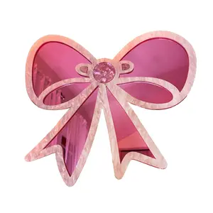 Handmade Pink Acrylic Bow Mirror – Funky Pop Art Wall Decor
