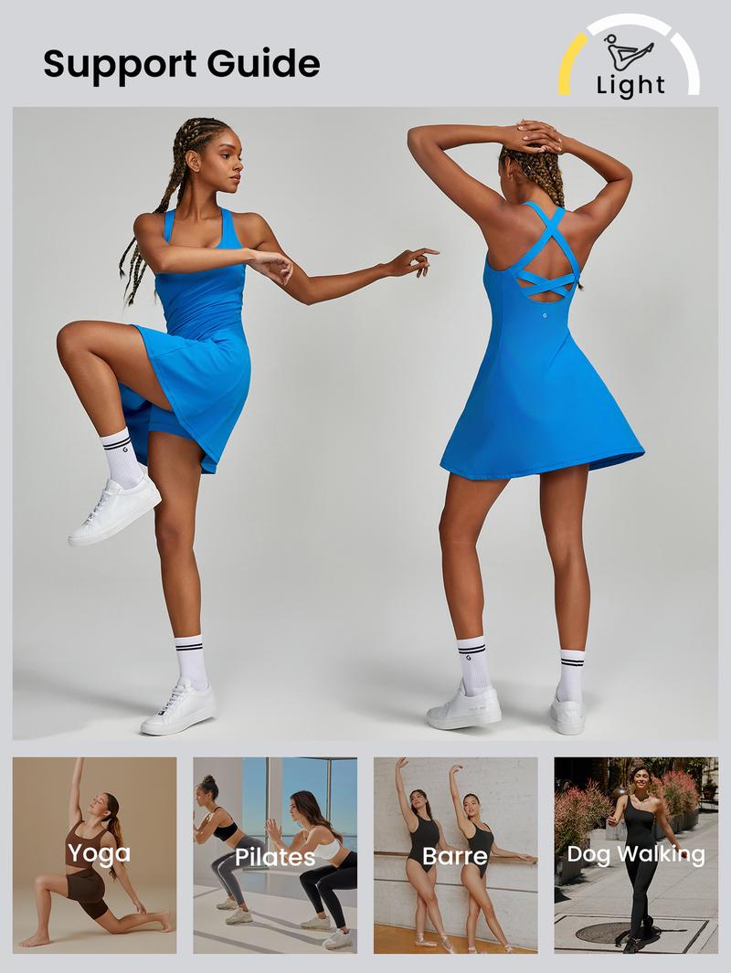 GLOWMODE FeatherFit-Air Peekaboo Mini Dress With Built-In Shorts Pocket Square Neck Anti-Slip Cisscross Dress TikTokShopBlackFriday