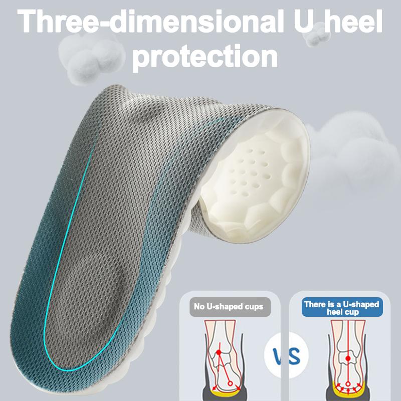 Cloud Insoles for Men and Women - 4D Technology Insole,Sports Shoes Insoles,Keeps feet balanced and upright,One size fits most, adjustable by cutting along the curling line.- U-Shaped Memory Foam Insoles (Men: US 7.5-10.5)