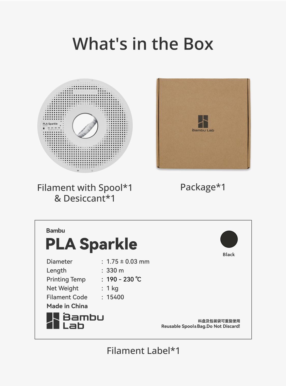 Bambu Lab PLA Sparkle, 3D Printing Filament and Materials