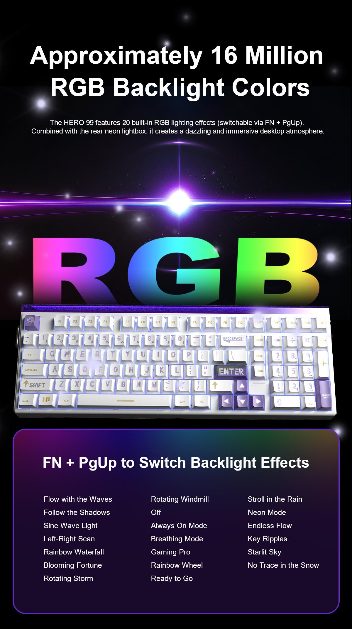 [New]AULA Hero 99 Hall Effect Mechanical Gaming Keyboard – Hero 68 Performance with Full-Size 99% Layout, 8K Hz, Magnetic Switches, RGB Light Box,PBT Keycaps