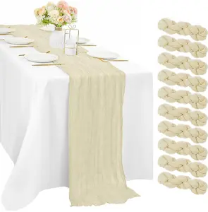 10-pack cheesecloth table runners, bohemian-style gauze fabric, suitable for country weddings, baby showers, and holiday party decorations — easy-to-clean tablecloths