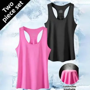 [Quick-Dry Tank Top] 2pcs Set Quick-Dry Sleeveless Crop Top | Sports Running Backless Fitness Tank Tops Yoga Vest for Summer Fashion sporty t shirt