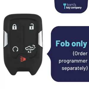 Brand New Aftermarket 5-Button Smart Key Fob with Lock, Unlock, Remote Start, Liftgate, Panic for Select GMC Vehicles (CHEVSK-5B-TG-HYQ1EA-SLVRDO)
