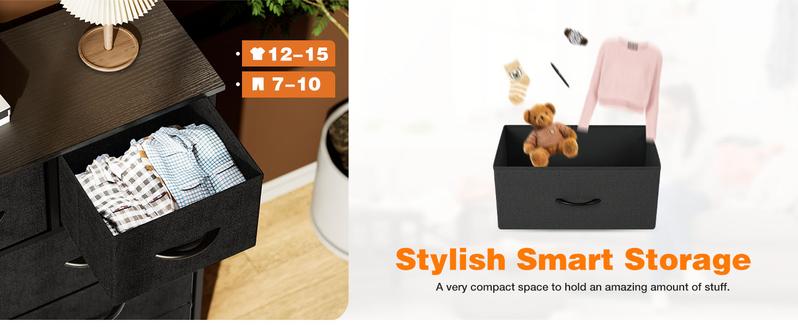 Sweet Furniture Dresser with 9 Drawers, Fabric Storage Tower for Bedroom, Closet, Entryway, Nursery - Steel Frame and Wooden Top, Christmas Gift