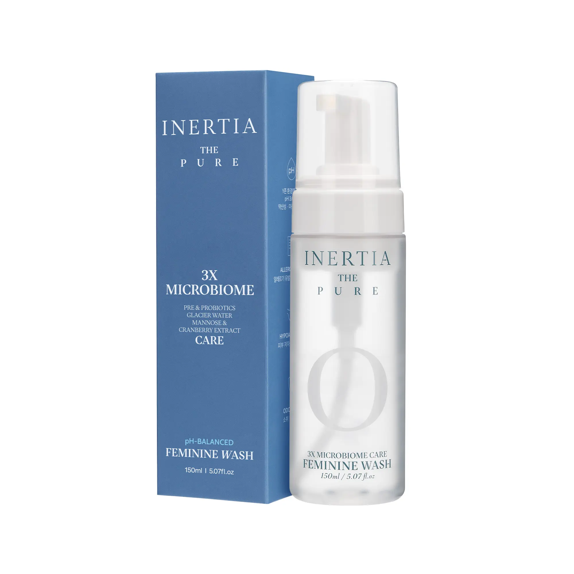 [24HR Freshness] INERTIA The Pure 3X Microbiome pH-Balanced Feminine Wash with Pre & Probiotics, Mannose & Cranberry Extract, 150ml, Hypoallergenic & Safe for Daily Use