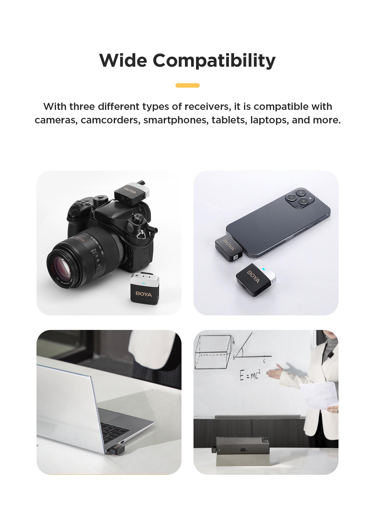 BOYA BY-M1V Wireless Lavalier Microphone Active Noise Cancelling Mini Lavalier for iPhone iPad USB-C Android Phone Camera Laptop