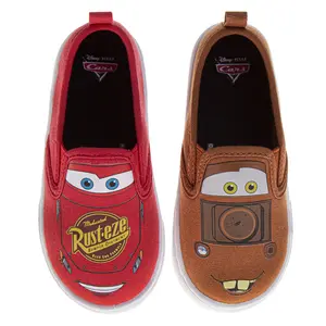 Cars Boys Mismatched Slip-On Canvas Sneakers Featuring Lightning McQueen (Little Kid)