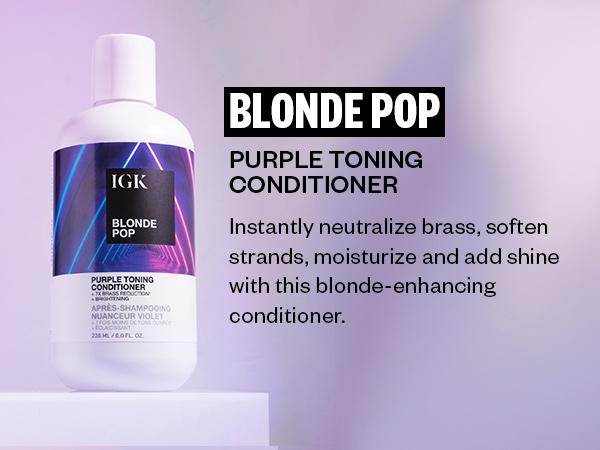 IGK CHANGE YOUR TONE | BLONDE 3-STEP SYSTEM BUNDLE | Blonde Pop Shampoo + Blonde Pop Conditioner + L.A. Blonde Purple Toning Treatment Spray | 679ml | 23 oz