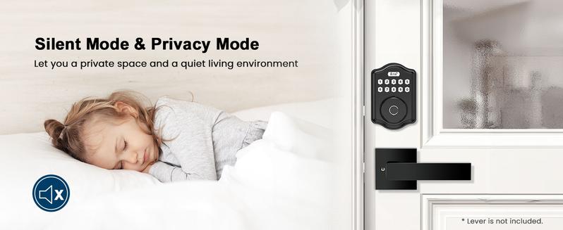 52hz AI Smart Fingerprint Door Lock with Code, Voice Guide, Password lock, Auto Lock, Easy to Install, Black Security-A3