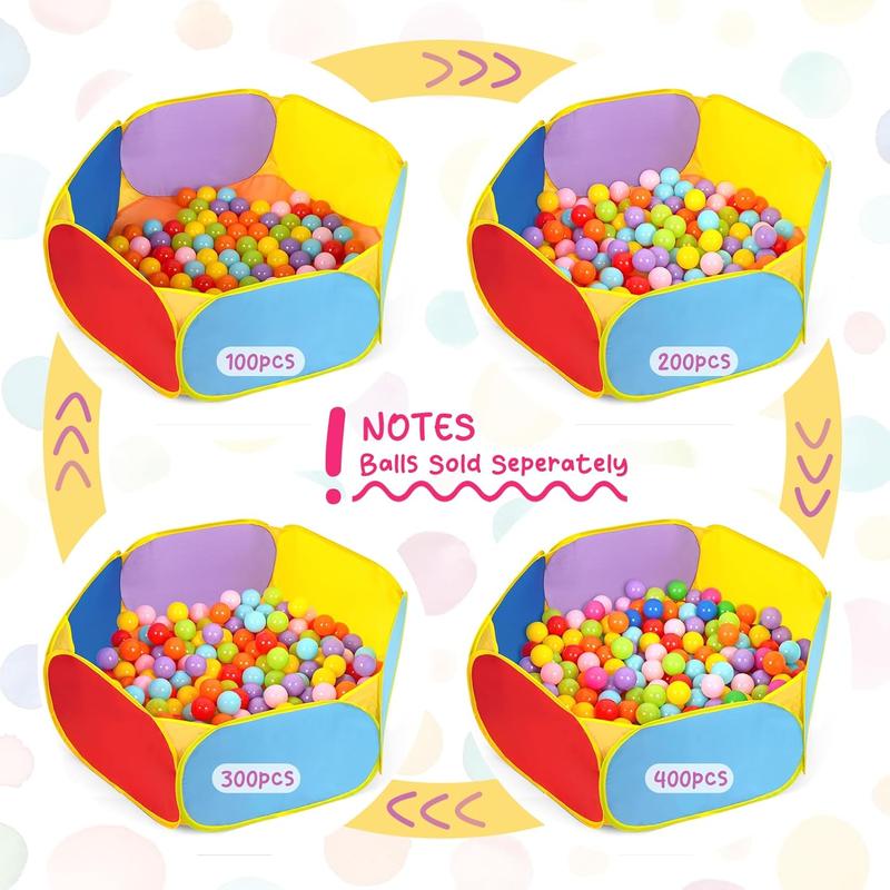 Kids Ball Pit Large Pop Up Childrens Ball Pits Tent for Toddlers Playhouse Baby Crawl Playpen with Basketball Hoop and Zipper Storage Bag, Balls Not Included (1M Multicolor)