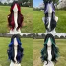 SMILCO 26" Wavy Black & Red Highlights Synthetic Wig Middle Part Glueless Natural-Looking Scalp Money Pieces Full Machine Cap Adjustable Straps Breathable Cap Vibrant Color Soft Texture SM398 SM5029