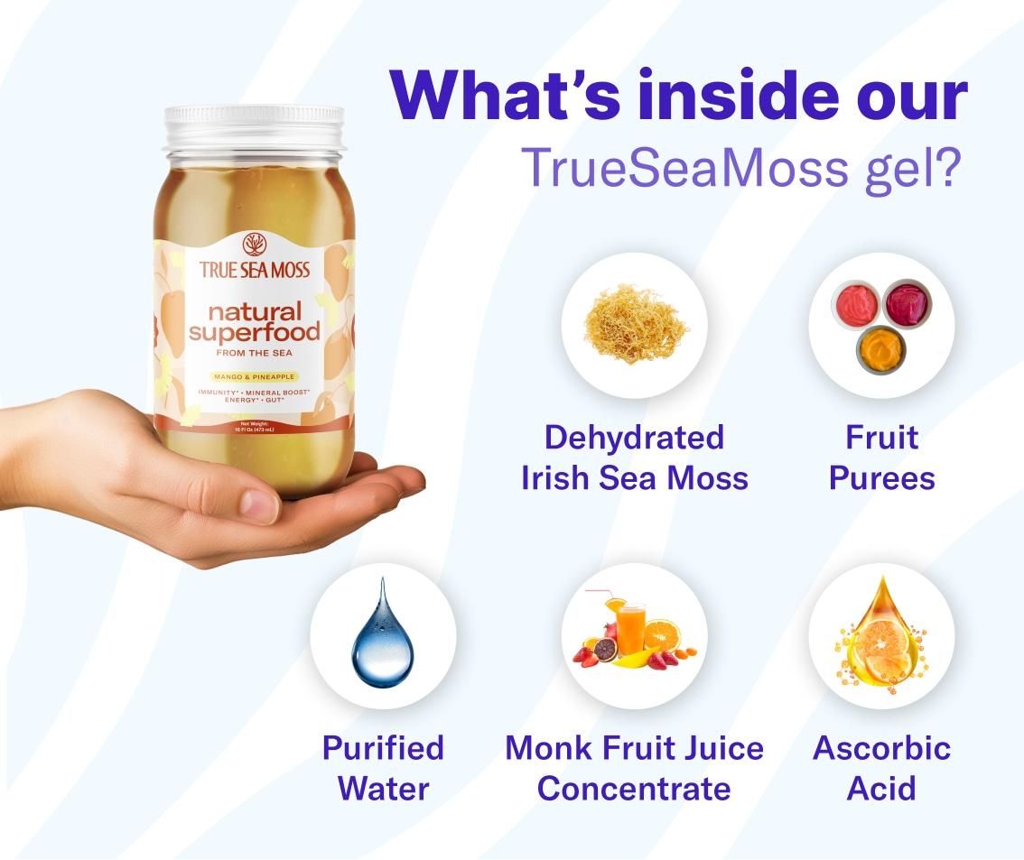 True Sea Moss Unflavored Irish Sea Moss Gel – Rich in Essential Minerals & Vitamins – supports overall vitality