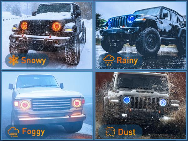 Nilight 7 Inch Round LED Halo Headlights w/Turn Signal Amber Light Blue DRL High Low Beam 7” LED Headlight Compatible with 2007 2008 2009 2010 2011 2012 2013 2014 2015 2016 2017 2018 Wrangler JK JKU