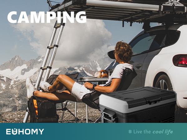 EUHOMY 12V Refrigerator (24/37/53Quart /23L/35L/50L) supports 12V/24V DC & 110-240V AC. Portable with -4°F~68°F range, it features wheels, 2 baskets, and large cooling zone. Ideal for RVs, travel, Truck, Boat EUHOMY 12V Refrigerator (24/37/53Quart /23L/35L/50L) supports 12V/24V DC & 110-240V AC. Portable with -4°F~68°F range, it features wheels, 2 baskets, and large cooling zone. Ideal for RVs, travel, Truck, Boat