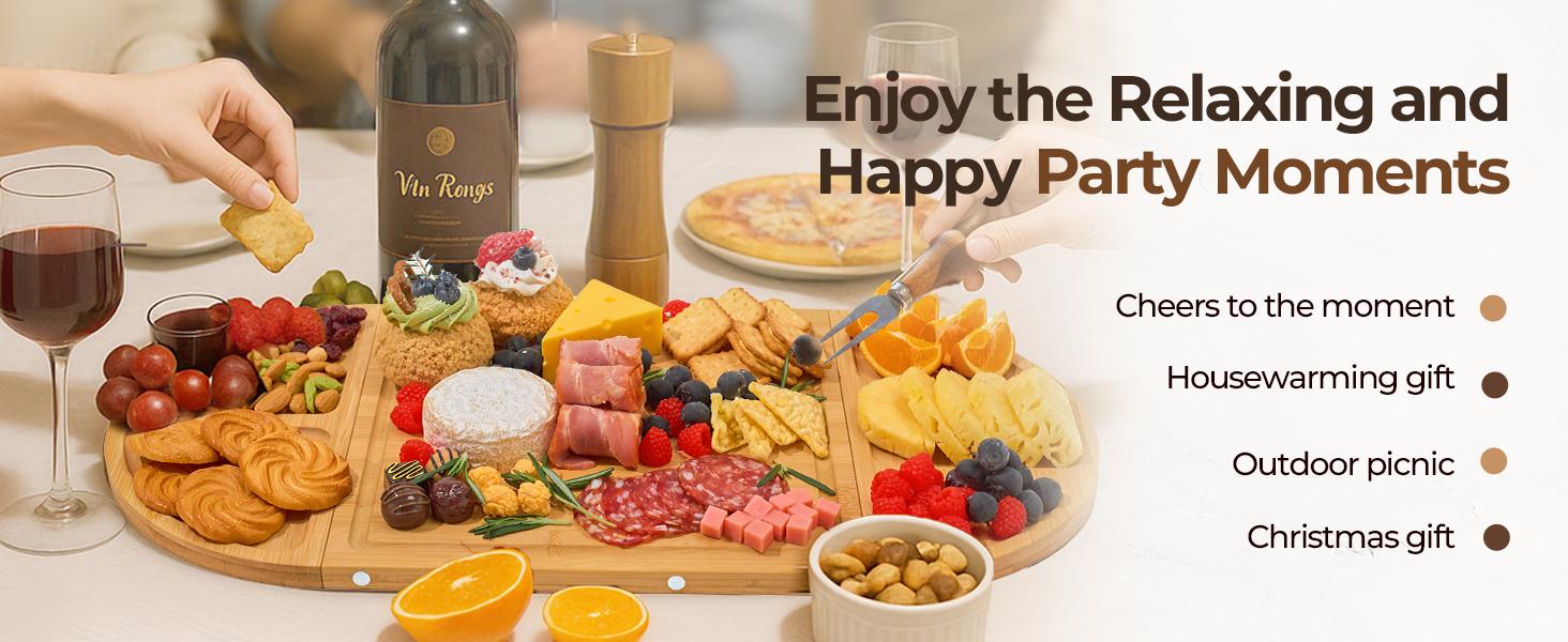 【NewYear2026】Party-Ready Charcuterie Board|Features Magnetic Modular Design Easily Creates Heart, Circle & Square Layouts|Perfect for Gatherings, Picnics,Valentine’s Day Gift