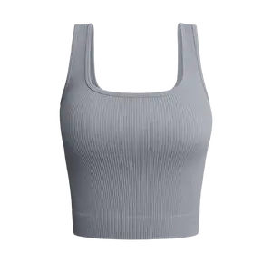 OYV Women's 1 Piece Tank Top Ribbed Seamless Workout Exercise Shirt Yoga Crop Top