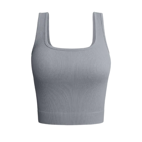 OYV Women's 1 Piece Tank Top Ribbed Seamless Workout Exercise Shirt Yoga Crop Top