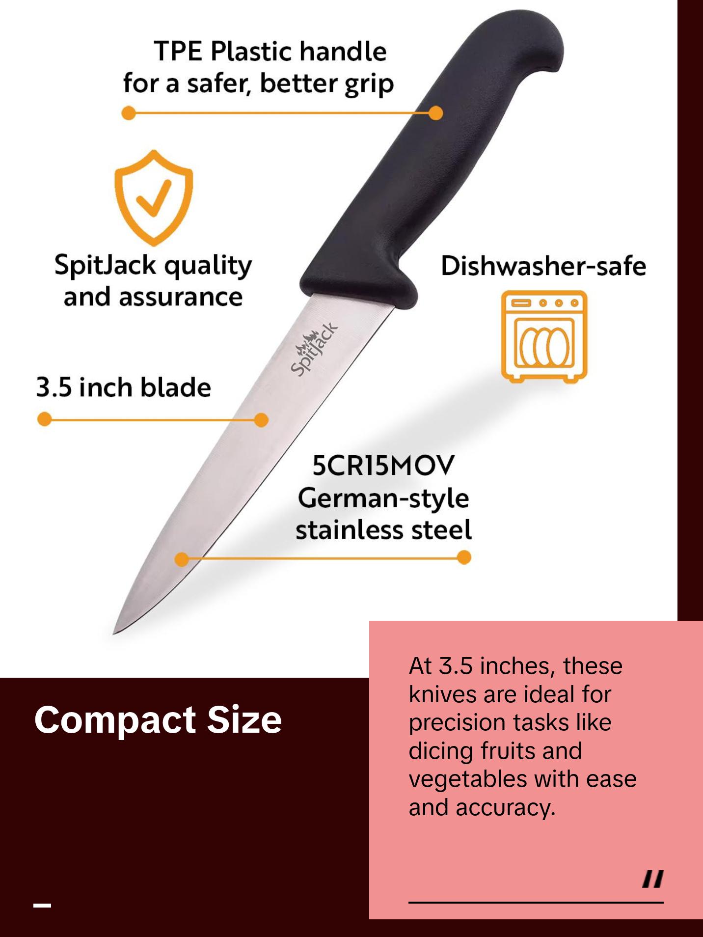 SpitJack 3.5 Inch Kitchen Paring Knife (2-pack)