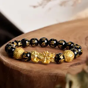 CrestJewels Feng Shui Black Obsidian Wealth-Attracting Bracelet, Adjustable Lucky Money Bracelet for Men and Women, Faith Jewelry for Warding Off Evil Energies