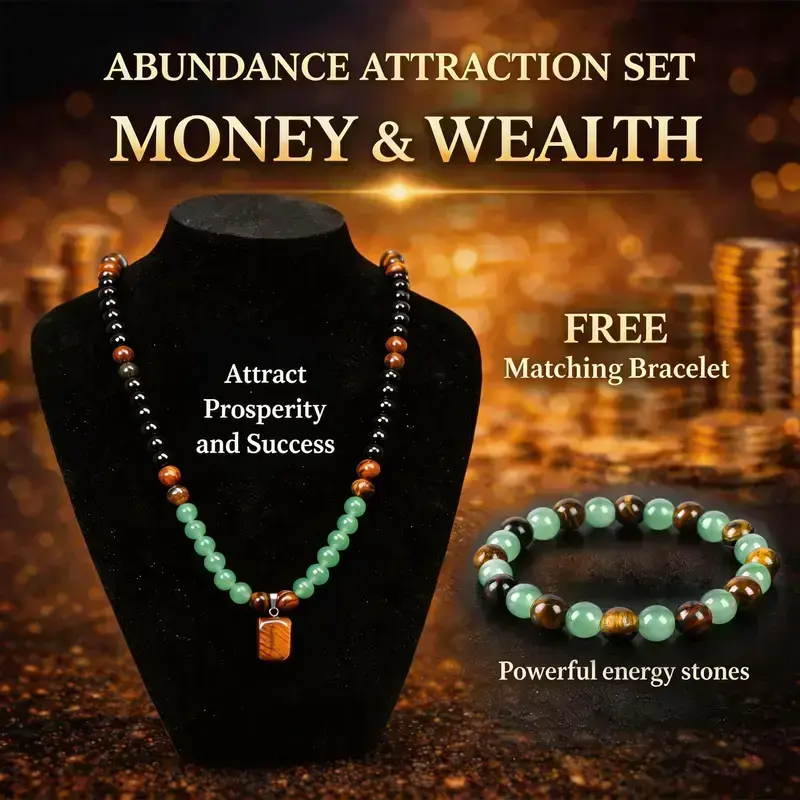 Money Attraction Necklace With GreenAventurine & Tiger Eye Pendant Healing Crystal Stone ,Anniversary, Vacation &Theme Parties Jewelry Charms Abundance Crystal bracelet,Long Chain,Sweater chain,Ideal Gift Jewelry for Men and Women
