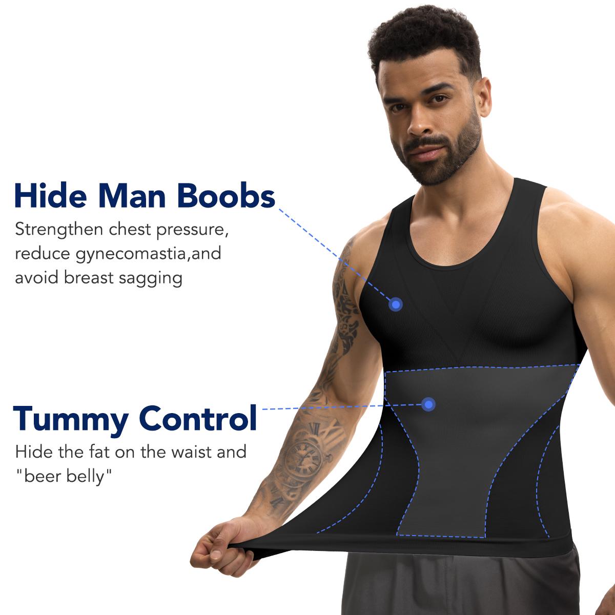 Men's Multiple Packs Compression Shirts - 1/2/3/4 Pack Elastane Spandex Sleeveless Shapewear, Tummy Control, Stretchy Breathable Athletic Gym Vest, Smooth Undershirt for Workout, Stylish Suit Layering