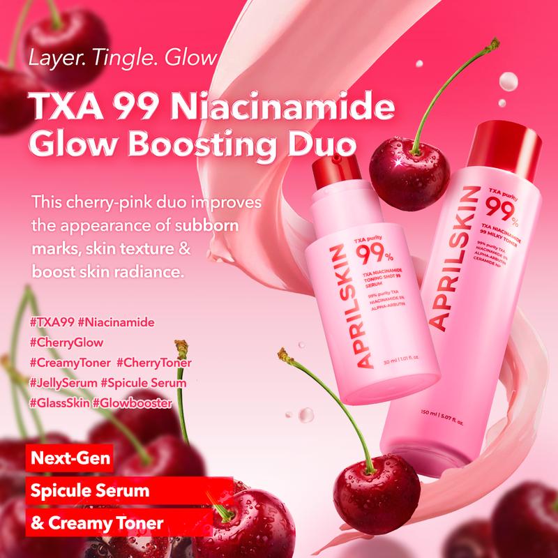 [APRILSKIN official]  TXA 99 Niacinmiade Duo with Glazed Creamy Toner + Spicy Jelly Serum | Glowy Glass Skin Pink Korean Skincare Comfort