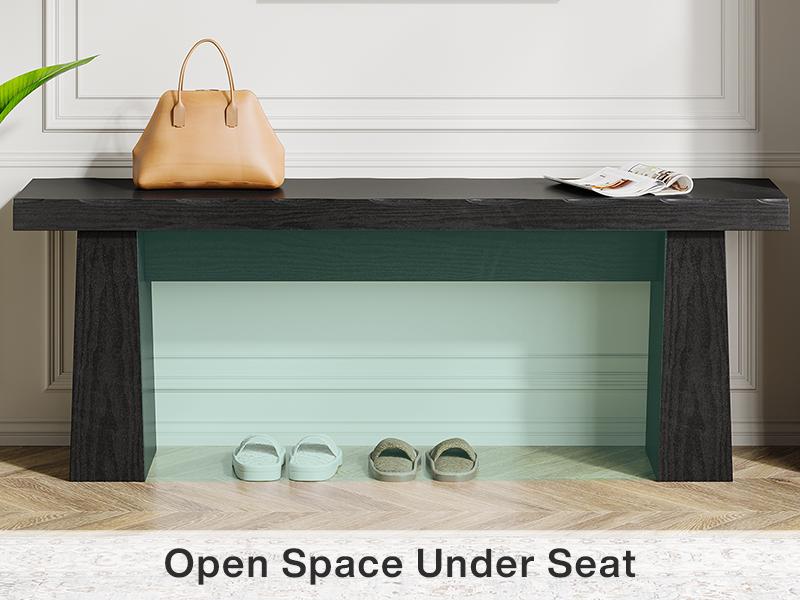 LITTLE TREE Wooden Entryway Bench, 47-Inch Wood Dining Table Bench with Sturdy Frame for Dining Room Bedroom Living Room Hallway Kitchen, Easy Assembly