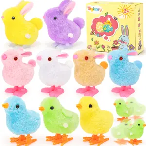Bunny and Jumping Chick Wind Up Toys Easter Plush Rabbit and Chicken Toy Easter Egg Hunt Basket Party Favor Stocking Stuffers Classroom Prizes Christmas Birthday Gift