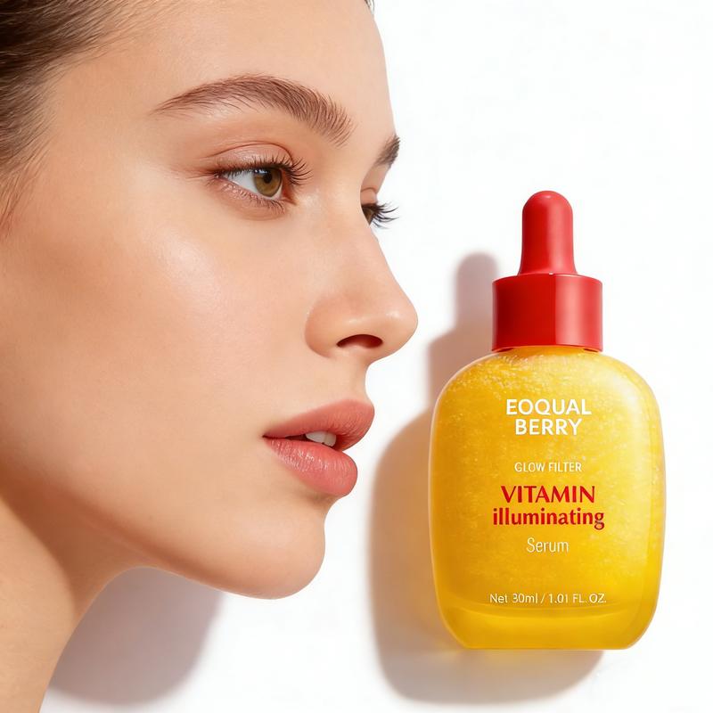 2pcs EQQUALBERRY Vitamin IlluminatingSerum -Brightening Vitamin C Serum withNiacinamide |Strengthens skin barrierIHydrates using Ceramide and HyaluronicAcid, 1.01oz /30ml