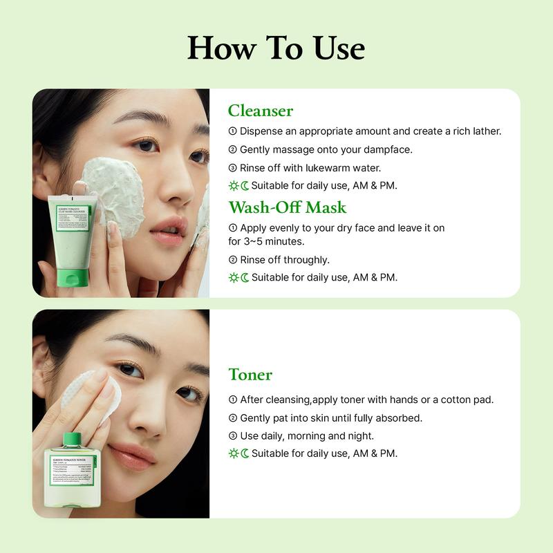 [FULLY Official Shop] Green Tomato Pore Care Starter Kit (Clay Mask Cleanser + Toner + Serum + Cream) K beauty Vegan Pore Minimizer Moisturization