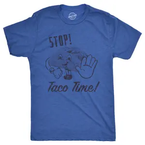 Mens Stop Taco Time T Shirt Funny Mexican Food Tee for Guys Mens Funny T Shirts Cool Vintage Fashion T-Shirt Gift Classic Menswear Cinco De Mayo Apparel for Men Funny Food Short Sleeve Novelty Tees for Guys Royal