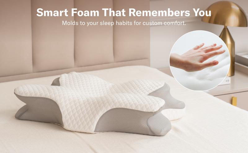 Alcedo Cervical Pillow for Cozy Sleep, Odorless Ergonomic Contour Memory Foam, Orthopedic Bed Pillow for Side, Back, and Stomach Sleepers