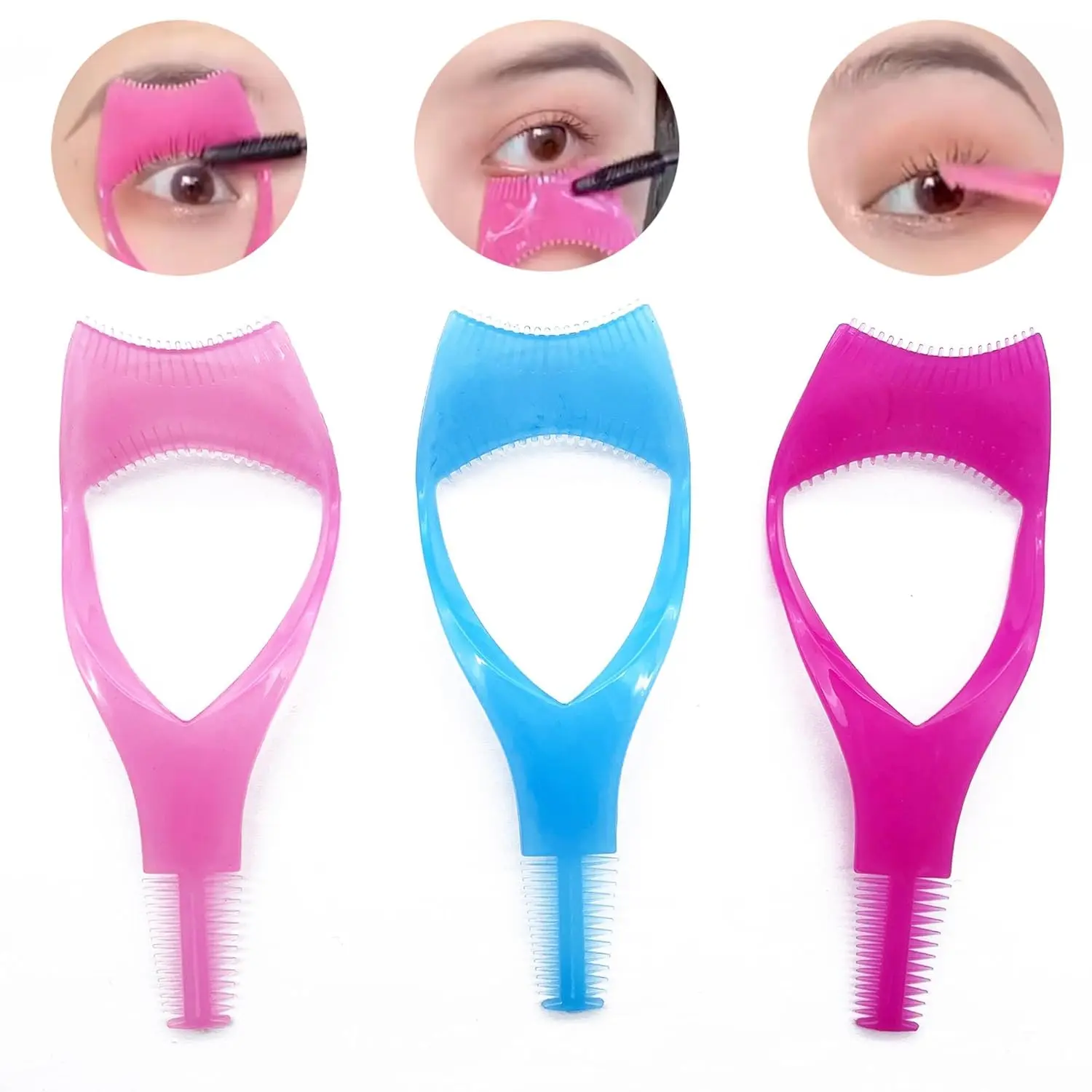 3-Piece Portable Silicone Cosmetic Set, 3-in-1 Mascara Shield & Lash Applicator Tool - Smooth, Durable, Lightweight, Reusable Eyelash Guard, Separator, Comb for Daily Smudgeproof Makeup (Beauty & Personal Care Makeup Tool)