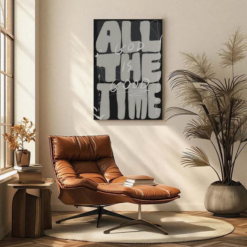 Modern Christian Wall Decor With "GOD. ALL. THE TIME. & GOOD. ALL. THE TIME. FAITH. ALL. THE TIME." - Black & White Minimalist Bible Verse Poster Inspirational Scripture Canvas Print For Home, Church, Office - Ideal Gift For Bedroom