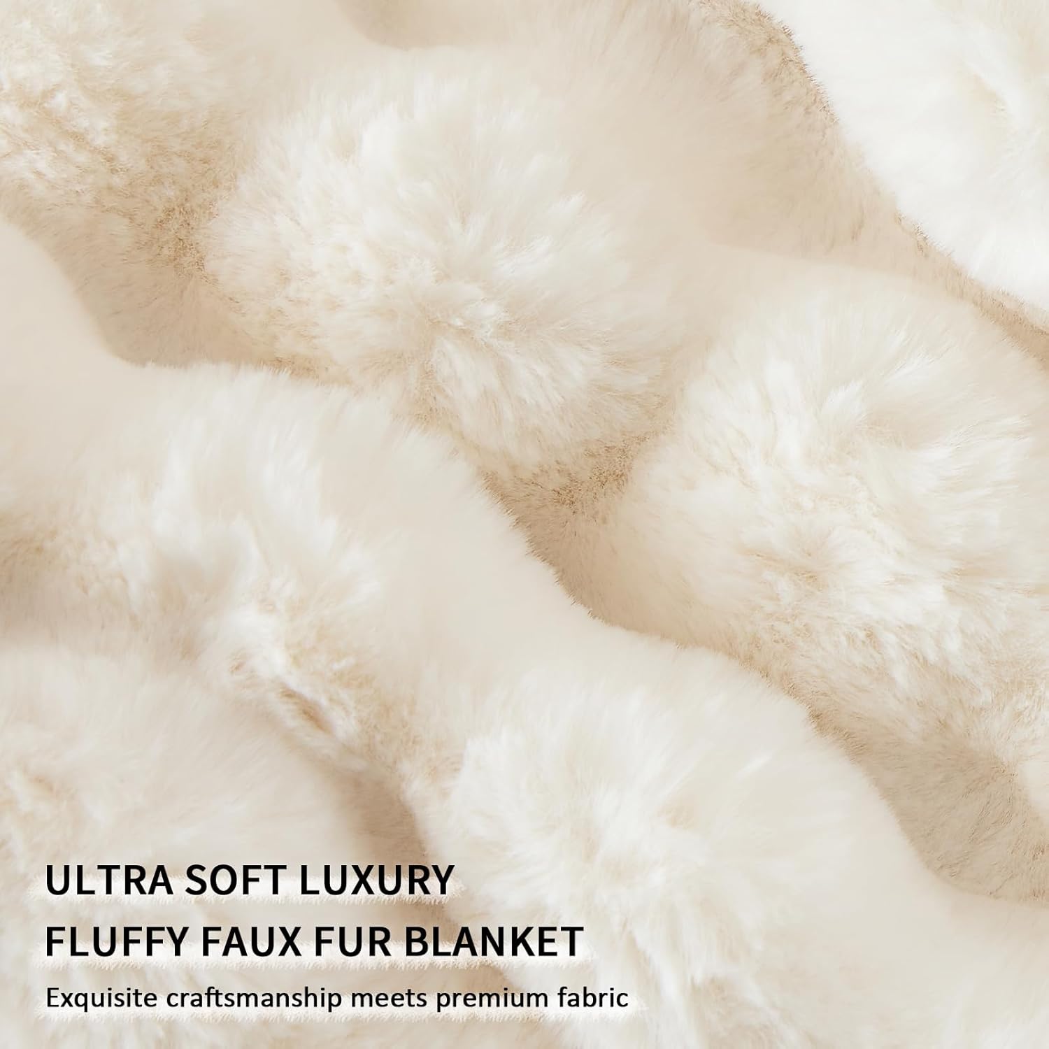 BePatio Soft Cozy Faux Rabbit Fur Blanket Queen, Fuzzy Plush Thick Bubble Blanket, Luxury Fluffy Blanket for Couch, Sofa, Bedroom, and Living Room,Throw Blanket,Gifts for Women
