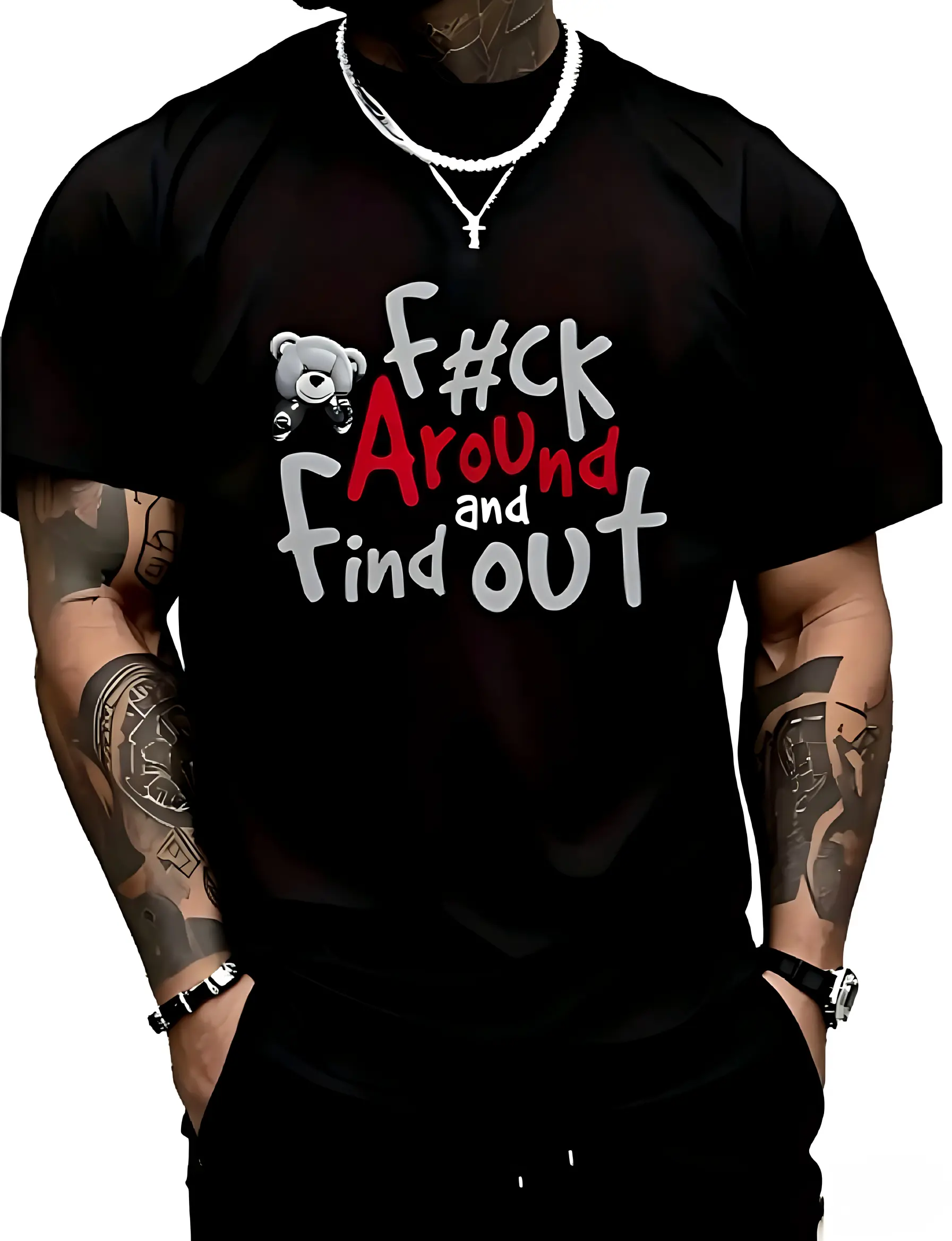 Men's Short Sleeve Round Neck Casual Graphic T-Shirt - 100% Cotton Soft Classic Fit, Boxer Bear All-Over Print, Fade-Resistant, Non-Peeling Images, Up to 2XL (Sports & Outdoor Tops)