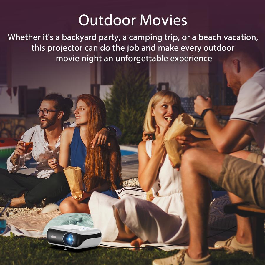 Happrun TK-H1 1080P Bluetooth Projector | Portable Mini H1 Projector for Home Theater, Bedroom Cinema, Outdoor Movies & Camping | Connects to Smartphone, iPhone, HDMI, USB, TV Stick, Fire Stick, PS4, PS5 | Bright Screen & Easy Setup