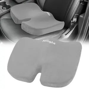Nilight Car Seat Cushion Gray Velvet Gel Memory Foam Seats Soft and Comfortable Suitable for Daily Life and Driving Relieves Sciatica and Tailbone Pain Improves Drive Vision