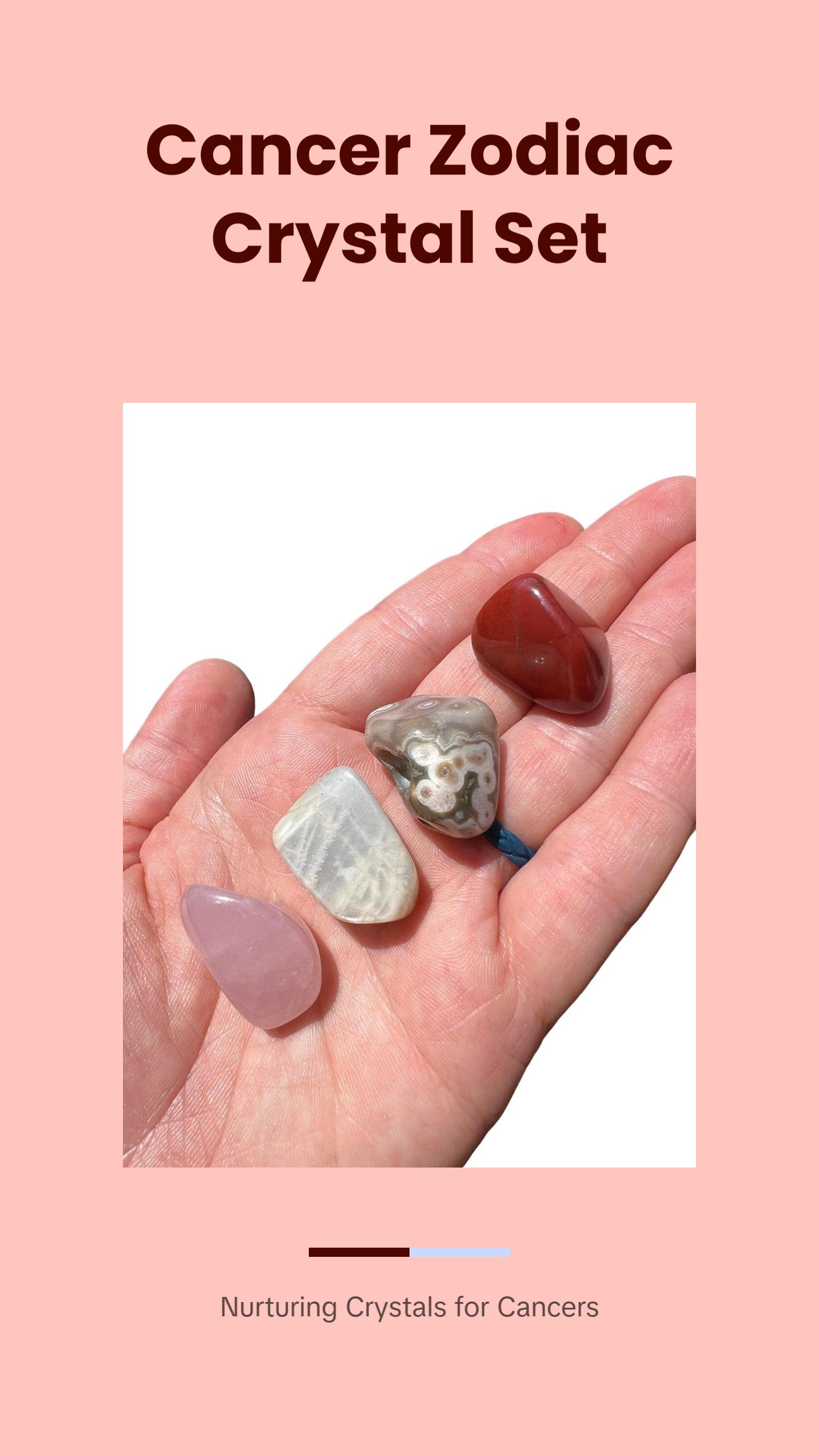 Cancer Zodiac Crystal Set - Tumbled Cancer Zodiac Crystals Metaphysical crystals - Astrology Gifts - Red Jasper, Ocean Jasper, Moonstone