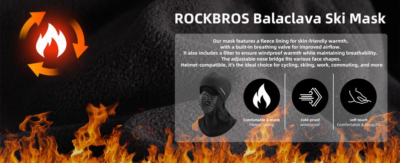 ROCKBROS Ski Mask Balaclava Winter Mask for Men Baclava Cold Weather Thermal
