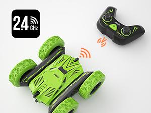 SGILE RC Stunt Car Toy - 4WD Remote Control Car for Kids Ages 6-12, 2 Sided 360° Rotating, USB Charging Cable Included, Not Applicable