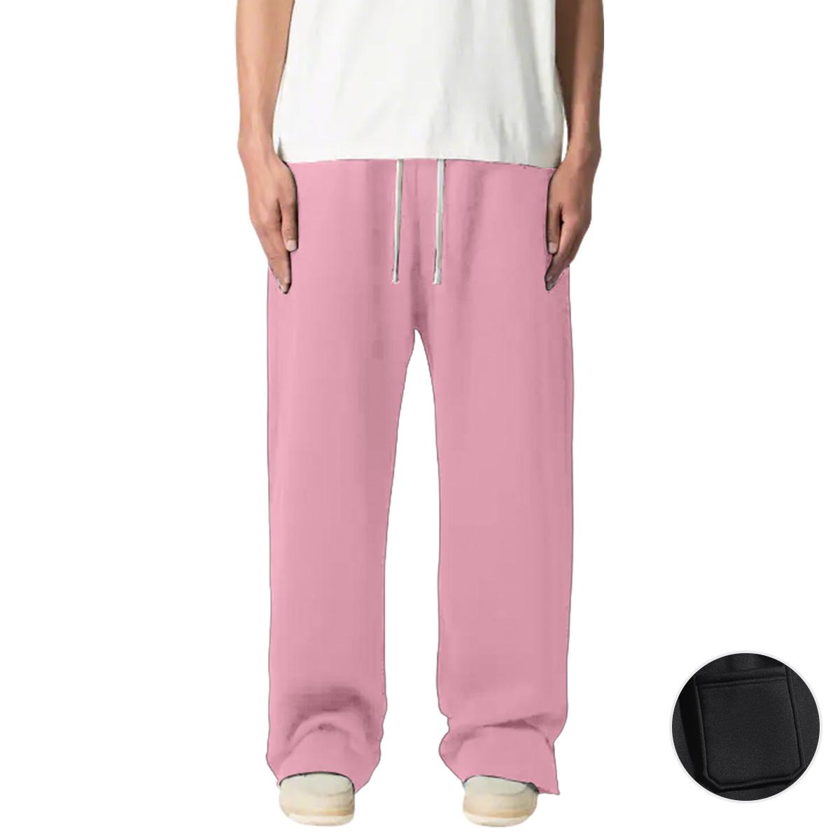 Men's loose straight-leg sweatpants - adjustable drawstring waistband with side pockets, soft stretch knit fabric, moisture-wicking breathability, suitable for gym workouts, running, yoga, casual wear - comfortable year-round, simple design, moisture-wick