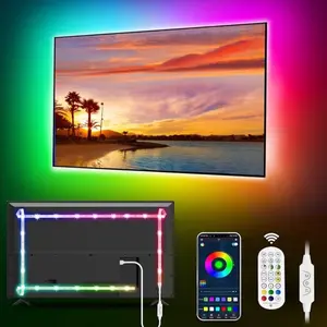 MATICOD RGB LED TV Strip USB Lights for Backlight and Behind, App Remote Control, Music Sync, Multicolor, 9.84FT for 32"-43" TV