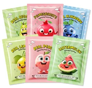 Kaely 6 Pack Fruit Face Masks for Kids, Kids Face Mask Spa Day Kit Supplies, Spa Party Favors for Teens Girls Women, Sheet Facial Mask Skincare Gifts Set, Moisturize Soothe for All Skin Types, 03