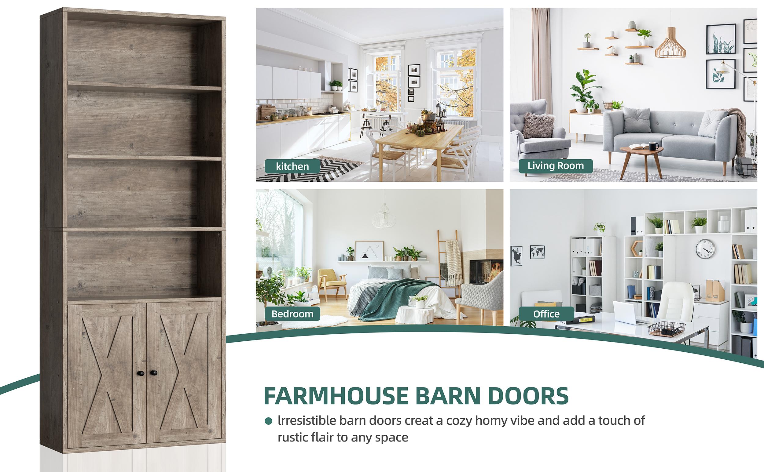 Walsunny 70 inch bookshelves / Bookcases, Floor Standing Display Storage Shelves, Tall Bookcase for Bedroom, Living Room, Office, Black/Brown/White