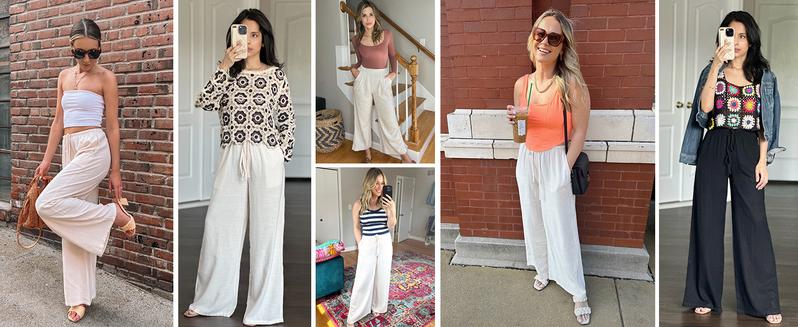 SCUSTY Women's Summer Cotton Linen Wide Leg Pants Drawstring High Waist Palazzo Flowy Beach Trousers with Pockets SCUSTY Women's Summer Cotton Linen Wide Leg Pants Drawstring High Waist Palazzo Flowy Beach Trousers with Pockets