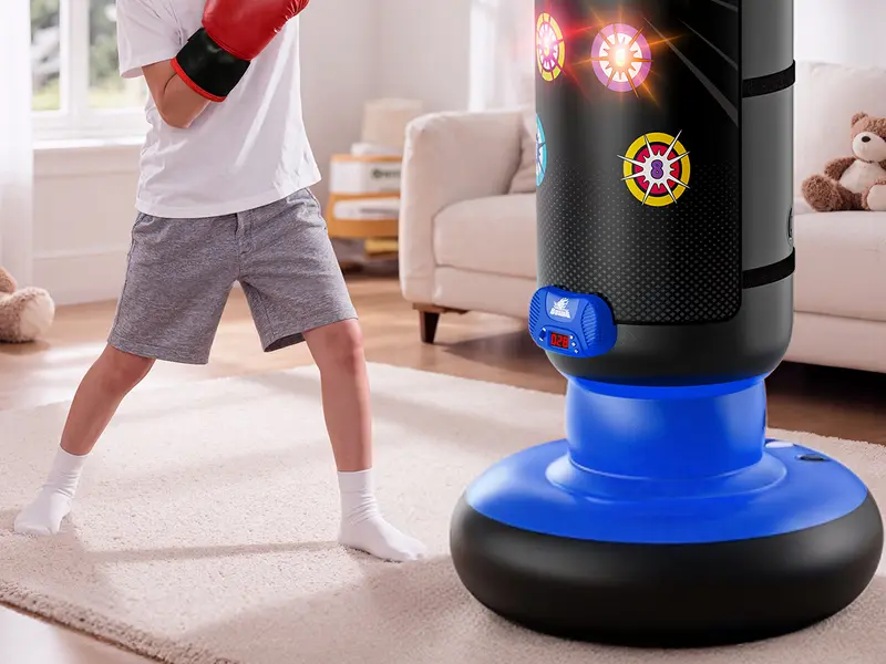 HopeRock Interactive Kids Boxing Bag Music and Light, 4 Game Modes, Scoring Feature, Practice Karate and Taekwondo, Perfect Birthday Gift for Boys and Girls 4-12