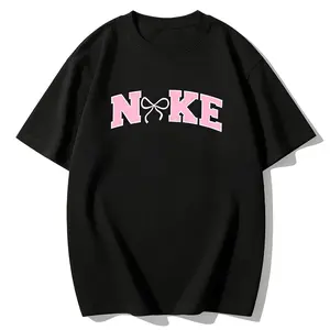 Women's Pink Bow Pullover tshirt, Crewneck tshirt with Bow Graphic, Graphic Tee